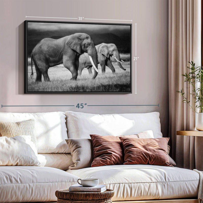 Animal "Art mural des éléphants du Kenya", H 21 po x l 31 po