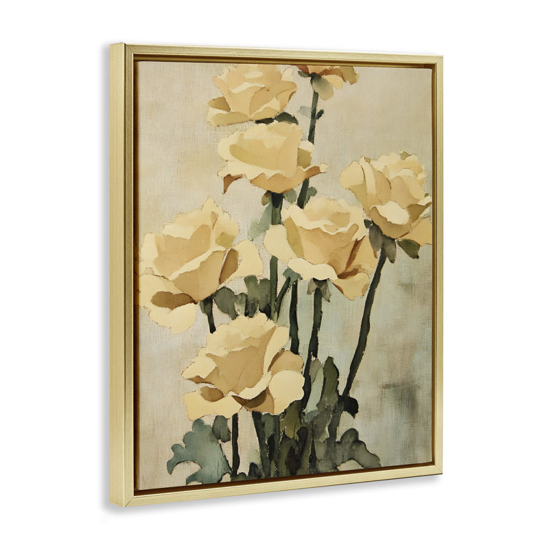 Cadre flottant Vintage Roses, par Franklyn Gregory, H 21 po x l 17 po, Cadre flottant métallique doré