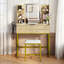 Coiffeuse avec miroir et lumières avec 3 tiroirs et 6 tablettes de rangement pour la chambre à coucher-129231355