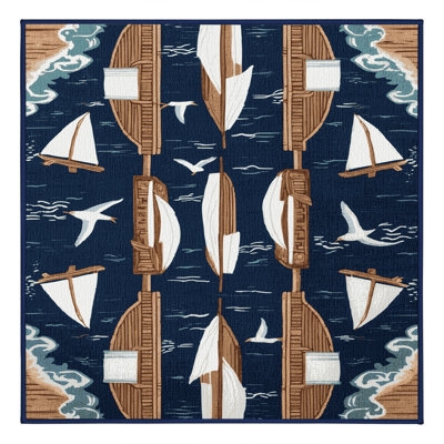 Washable Marina Life Coastal Area Rug