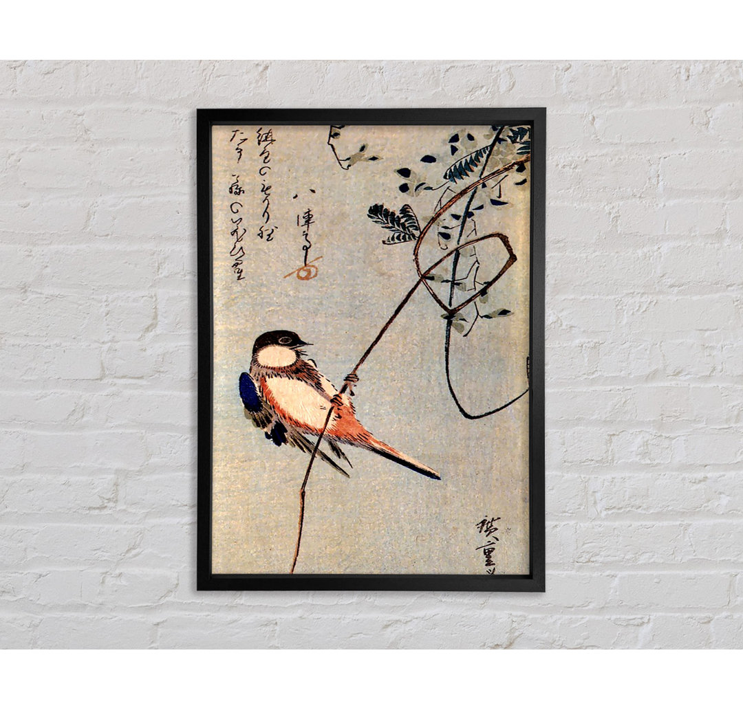 Hiroshige Ein Vogel auf einer Glyzinie - Einzelner Bilderrahmen Kunstdrucke auf Leinwand