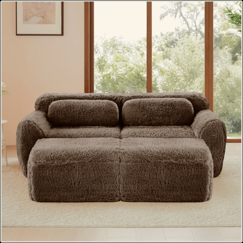 Tissu moelleux doux de 80 po, canapé désossé, aucun assemblage requis, conception antidérapante avec méridienne, assise profonde, combinaison haute densité sans éponge 32D pour étude