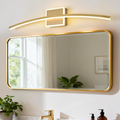 Modern LED Wall Sconce Gold LED Bathroom Light Fixtures Over Mirror Wall Lighting for Bathroom, Dimmable Long Vanity Light for Bathroom Living Dining Room(5CCT 31.5Inch)