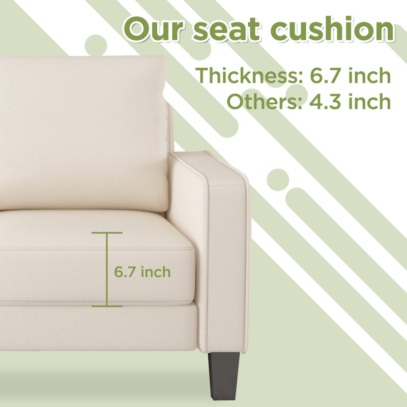 Causeuse à accoudoirs carrés 53 po, Mélange de lin beige
