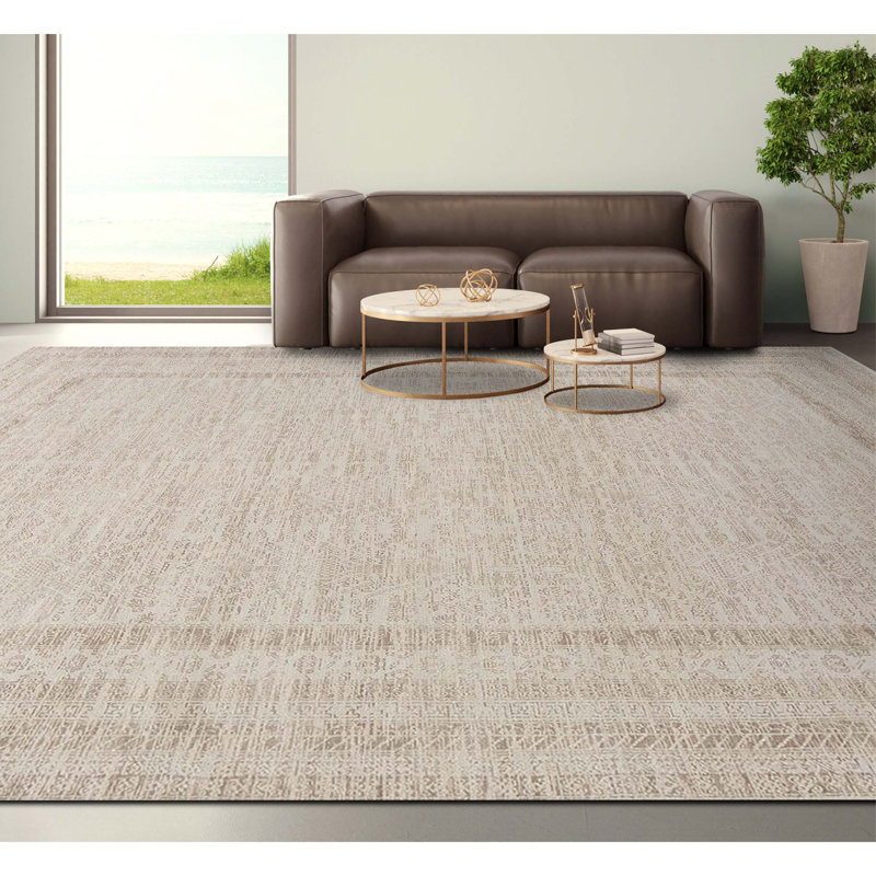 Hand-Knotted High-Quality Cream and Cream Area Rug