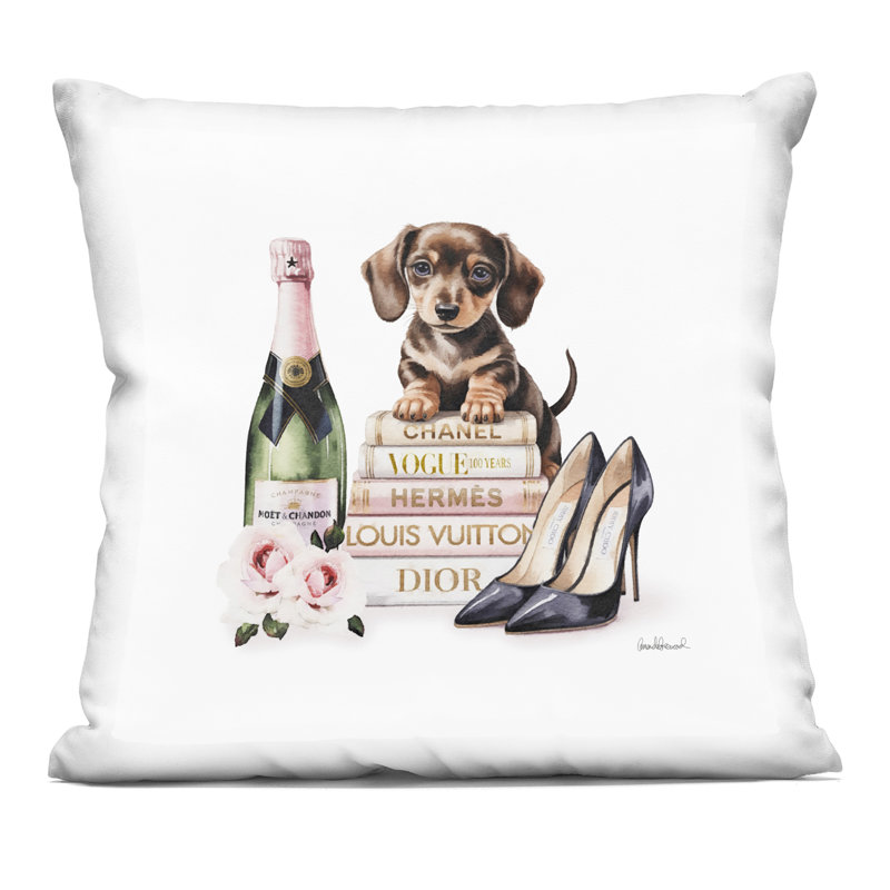 Coussin décoratif Luxury Luxury & Puppy, imprimé par Amanda Greenwood