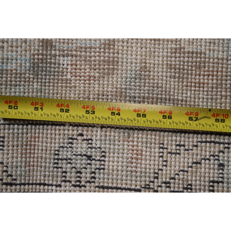 One-of-a-Kind 8'4'' x 11'6'' 1960s Rectangle Wool Area Rug in Beige and Blue