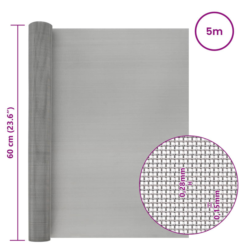 Stainless Steel Fence Panels Fencing, 60cm H x 500cm W