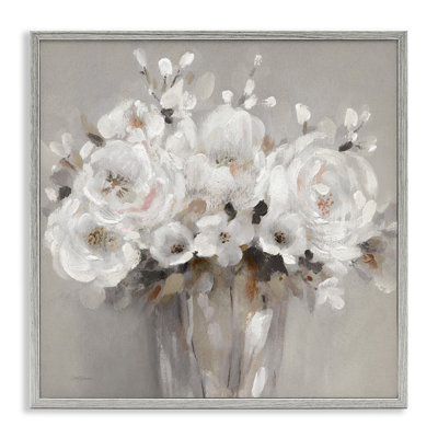 Bouquets de fleurs blanches encadrés sur bois par Carol Robinson