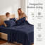 Ensemble de draps en coton 4 pièces pour lit Queen Size, draps respirants et rafraîchissants, literie douce inspirée des hôtels, draps bleu marine de luxe avec poches profondes de 40 cm, infroissables et faciles d'entretien-135803609-135803612