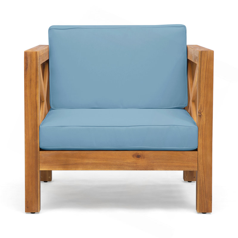 CHAISE CLUB BRAVA, Bleu, Teck
