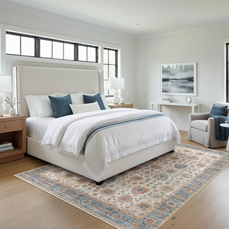 Dalileh Dream Mink Printed Chenille Rugs, Neutral/Multi, 7'10" x 10'
