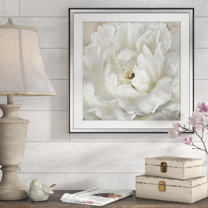 " Perfect Peony ", 24" H x 24" W x 1.5" D, Silver Framed