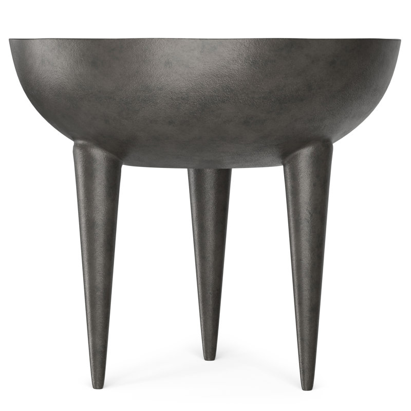Otto 21"W Graphite Cast Aluminum Modern End Table with Round Top and Powder-Coated Finish