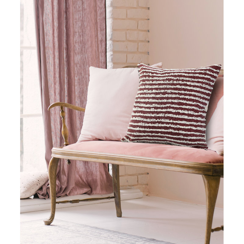 Coussin décoratif à rayures 100% coton Contemporary, Merlot / crème, Housse de coussin seulement - sans coussin