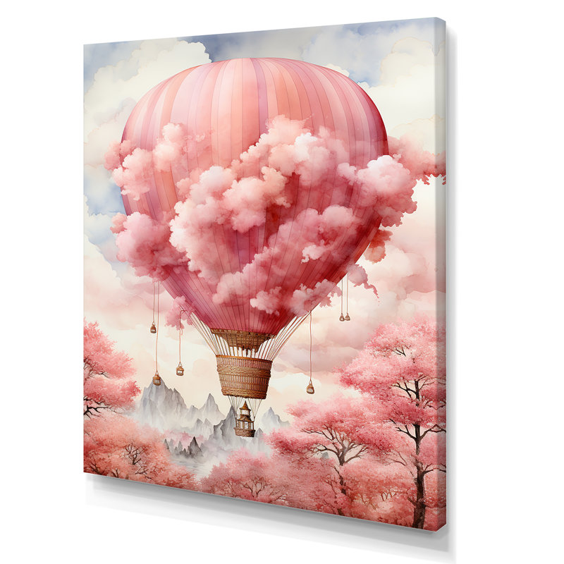 «Pink Whimsical Balloon Magic» sur impression sur toile, Toile tendue, H 20 po x l 12 po x P 1 po