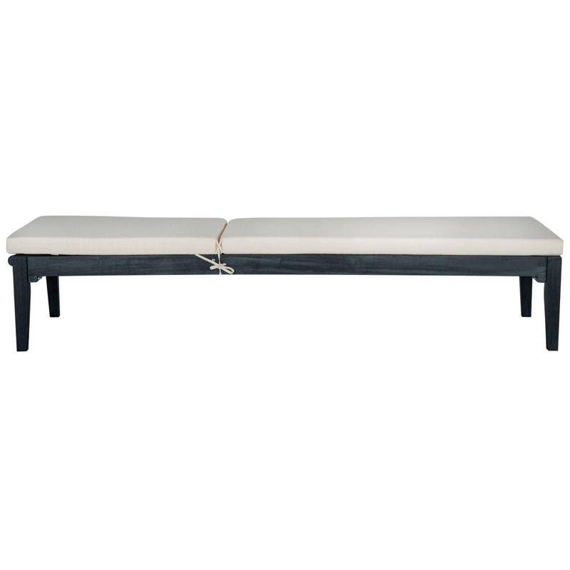 Arwen Outdoor Acacia Solid Wood Single chaise with Cushions, Dark Slate Gray