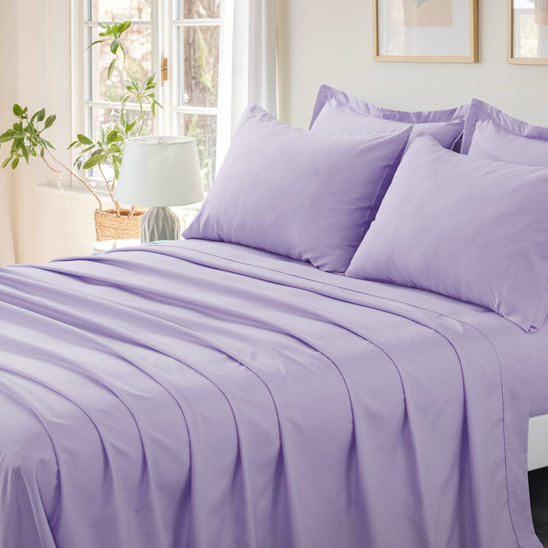 5/7 Piece Microfiber Bed-In-A-Bag Comforter Set , Twin Queen Comforter + 4 Additional Pieces, Lavender
