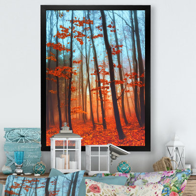Fantaisie colorée forêt d'automne - décoration murale traditionnelle en bois