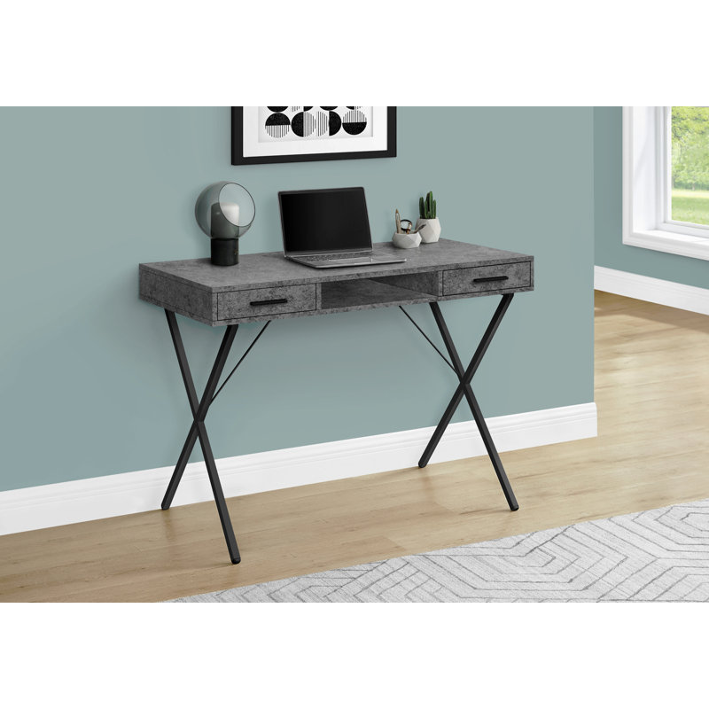 Bureau d'ordinateur, bureau personnel, ordinateur portable, installation à gauche, à droite, tiroirs de rangement, L 42 po, travail, stratifié, métal, contemporain, moderne