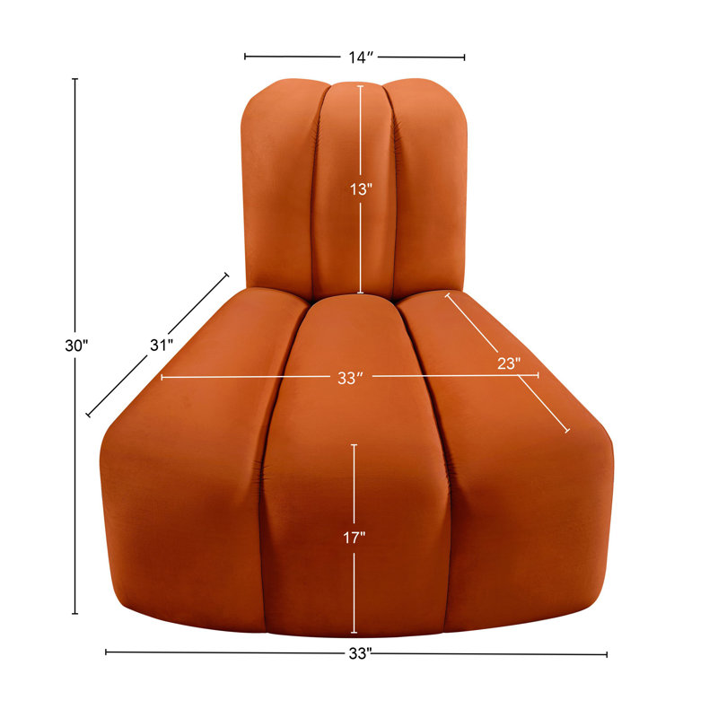 Chaise d'appoint rembourrée Ishna, Velours cognac