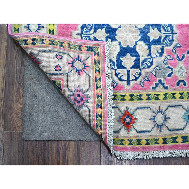 2'6" x 15'6" Azalea Pink Pure And Soft Wool Fusion Kazak Runner Oriental Rug