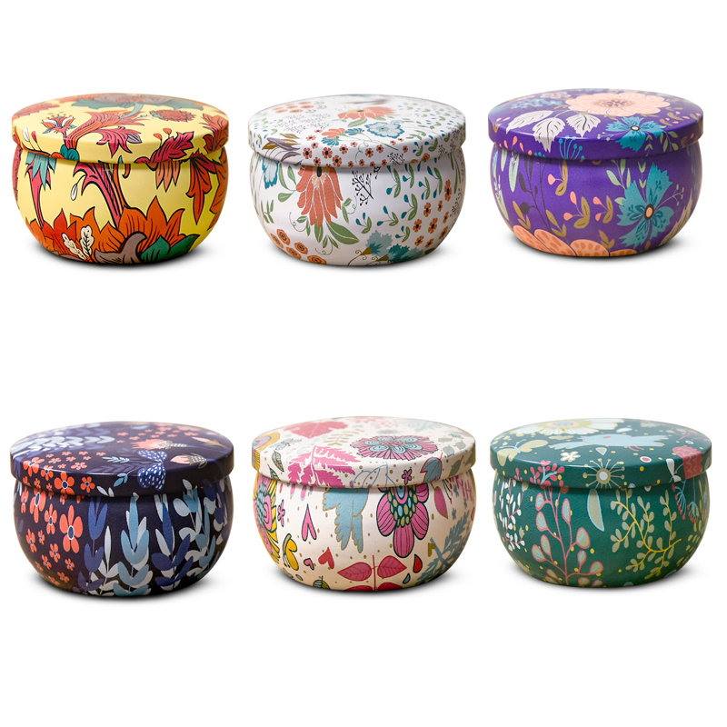 6-Piece Scented 2.5 Oz Mini Tin Candle Gift Set With Soy Wax (120H Burn Time)
