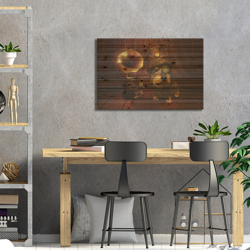 «Steampunk Dog On Wood» par Babette Van Den Berg, impression, H 18 po x l 26 po x P 1,5 po