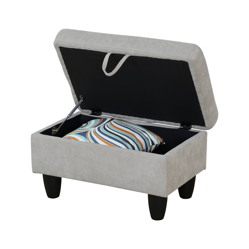 Halid Wide Sofa & Chaise with Ottoman, Left Hand Facing, Black Gray Linen