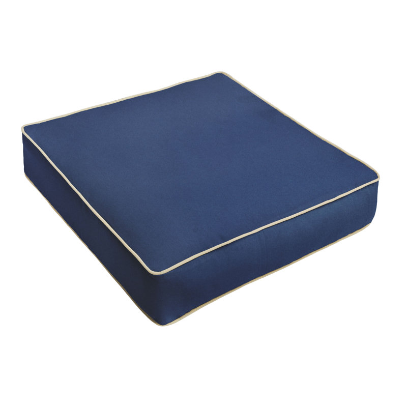 Indoor/Outdoor Seat Cushion, 29" W x 27" D, Poly Solid - Marine/White