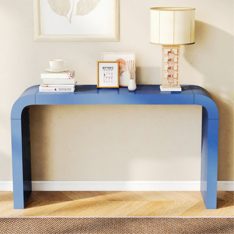 Table d'entrée minimaliste en acacia avec deux pieds, design élégant et élégant, convient aux espaces étroits et aux salons, entrées, balcons et bureaux.