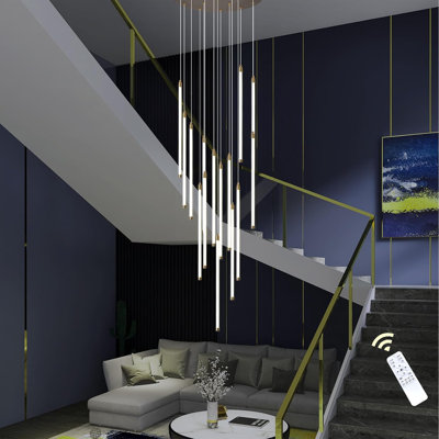 Luminaire suspendu en forme de grappe d'escalier moderne à 15 lumières DEL Keiri