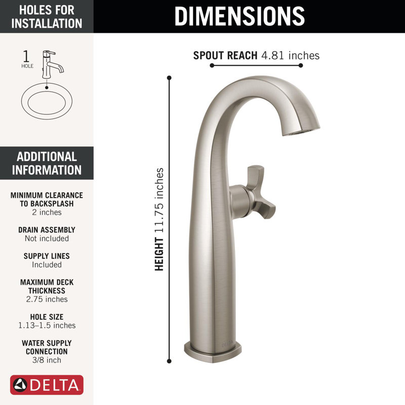 Single Handle Vessel Bathroom Faucet, Lumicoat  Stainless