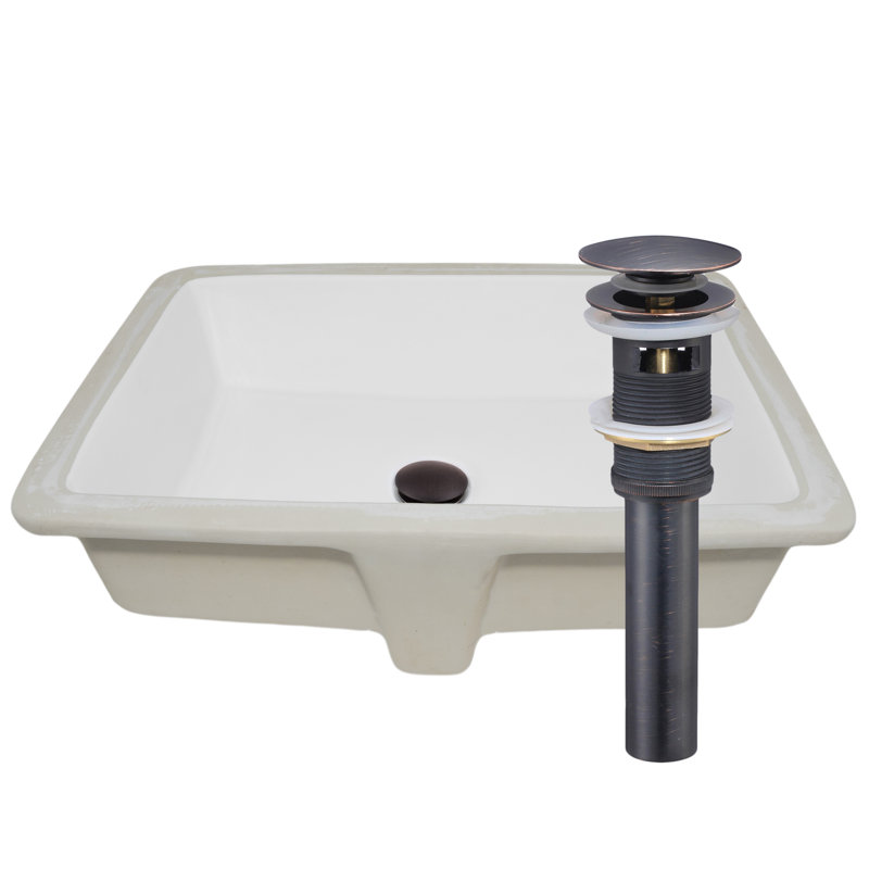 Novatto 20.5'' Porcelain Rectangular Bathroom Sink with Overflow, Oil Rubbed Bronze