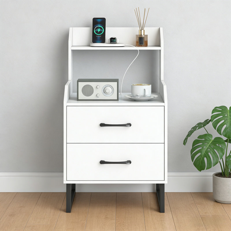 45cm W Metal Bedside Table