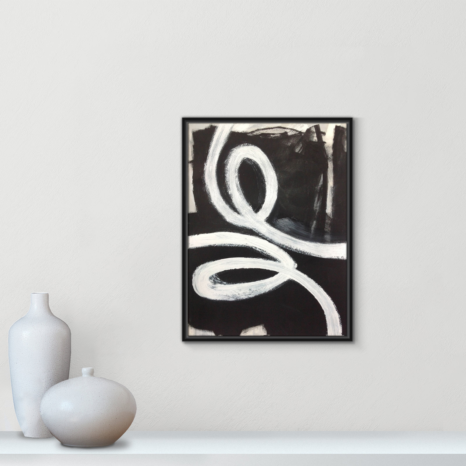 Bronte "Swirly Swirls I" Print, 25.5" H x 19.5" W x 2" D, Black Floater Framed, No