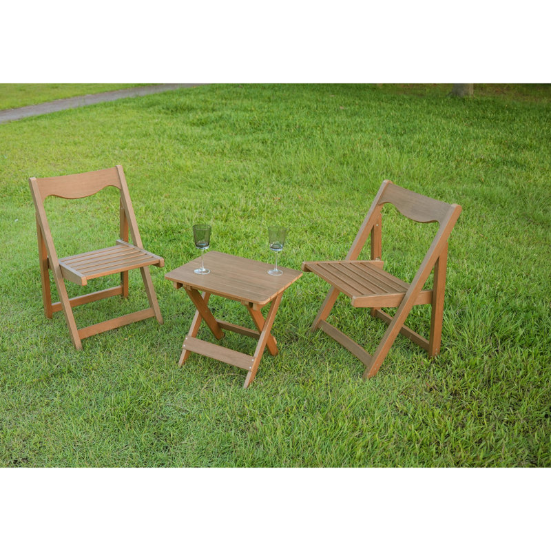 Hips Foldable Outdoor Seating With 2 Chairs And Rectangular Table, For Balcony Bistro Furniture -Like Finish Patio