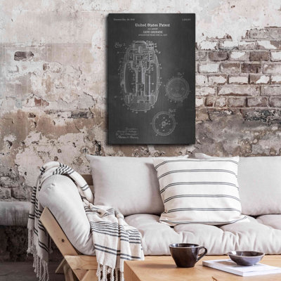Art mural en métal «Hand Grenade Blueprint Vernkboard» Luxe 24 pi x 36 po