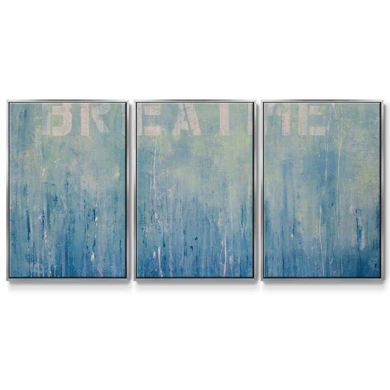 " Just Breathe " 3 - Pieces, 40" H x 78" W x 2" D, Silver