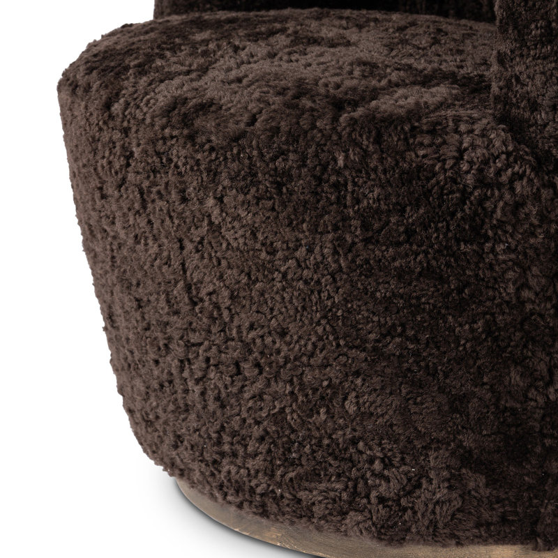 Aurora 26" Wide Swivel Armchair, Cocoa Shearling