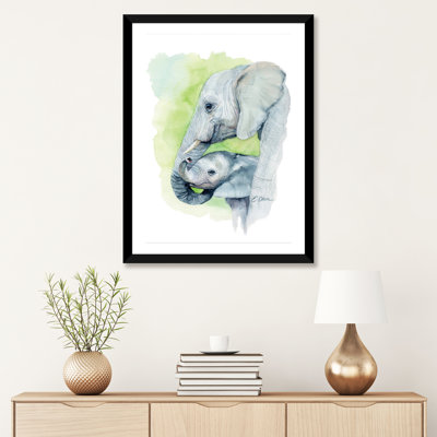 «Mother and Baby Elephants I» par Watercolor Luv - reproduction d'art