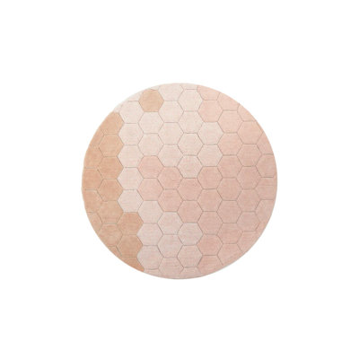 Washable Round Rug Honeycomb Rose