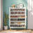 29.6” White & Gold Wooden Shoe Cabinet With Doors, 7-Tier Shoe Storage Organizer