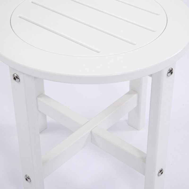 Table de bout blanche en PEHD pour l'extérieur, table de bout ronde pour terrasse toutes saisons 16 po