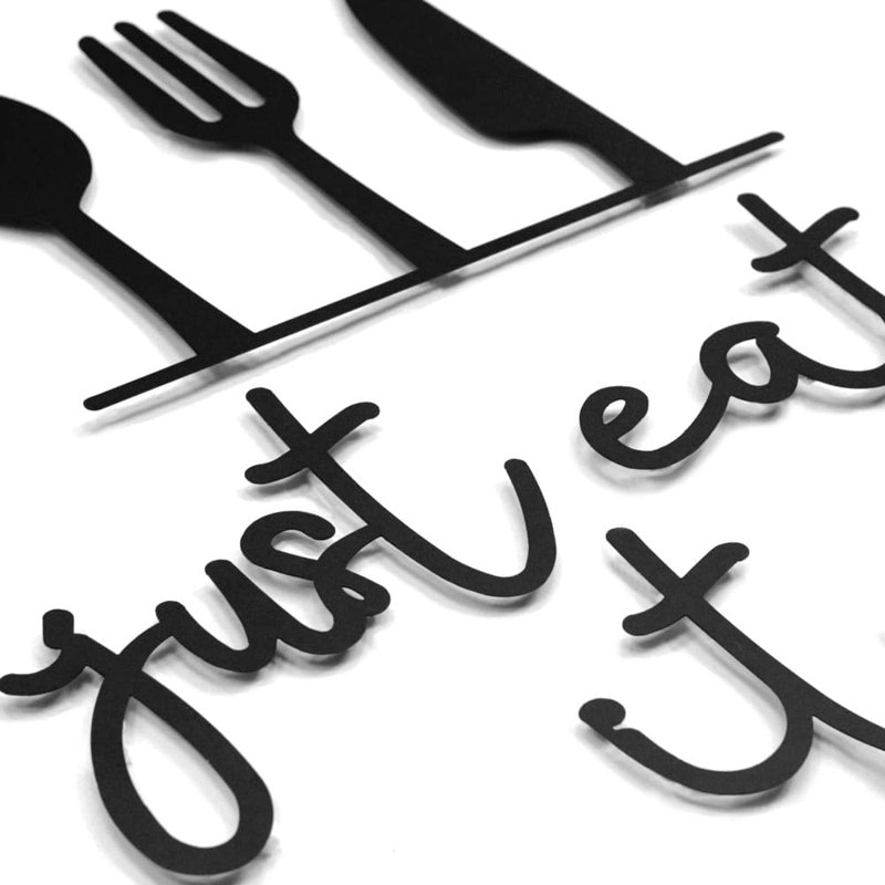 Art mural en métal Just Eat It - décor de cuisine, 4 pièces