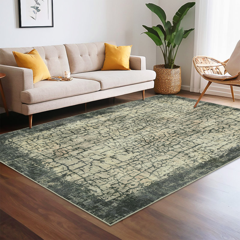 Washable Area Rug for Living Room Abstract Fading Design Vintage Rug Non Slip Throw Rugs Bedroom Rug, Rectangle 10' x 13'