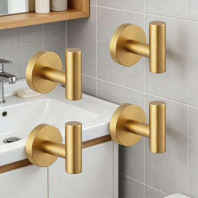 4-Pack Stainless Steel Wall Mounted Hooks, Premium SUS304 Rust-Resistant Towel And Robe Hooks For Bathroom And Kitchen, Modern Polished Finish With Hidden Screws