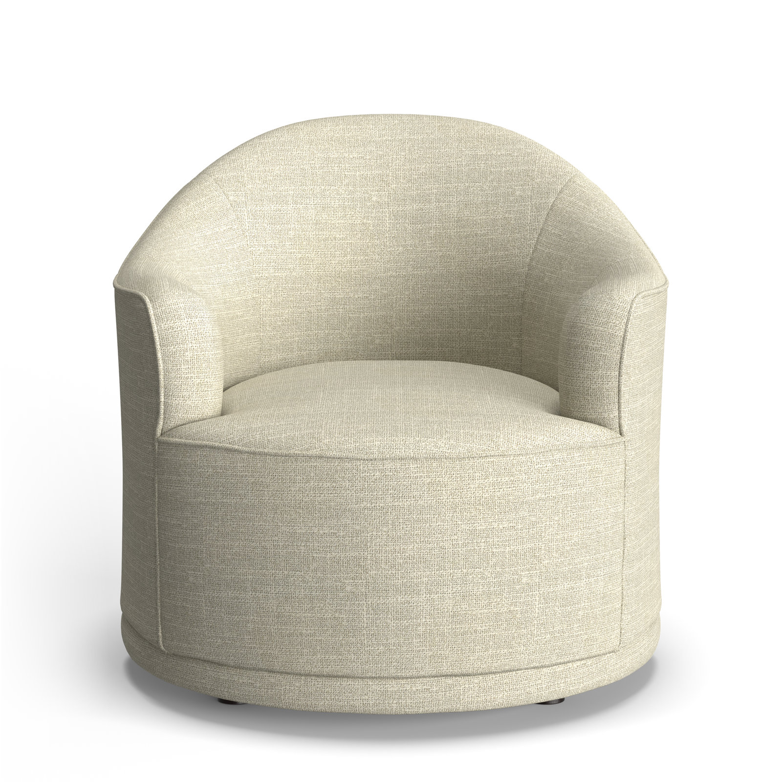 Rumi Upholstered Swivel Barrel Chair,  Ivory Performance Basketweave
