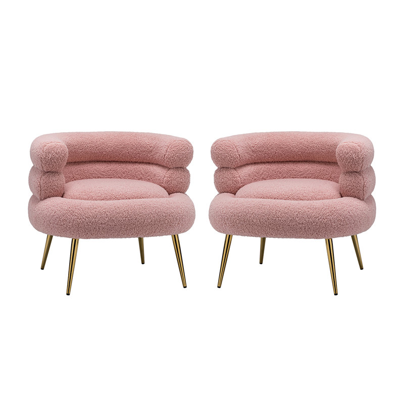 Fauteuil demi-tonneau 30,7 po Marsden, Polyester rose