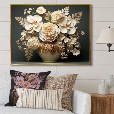 Hortensia baroque blanc et or VI sur toile